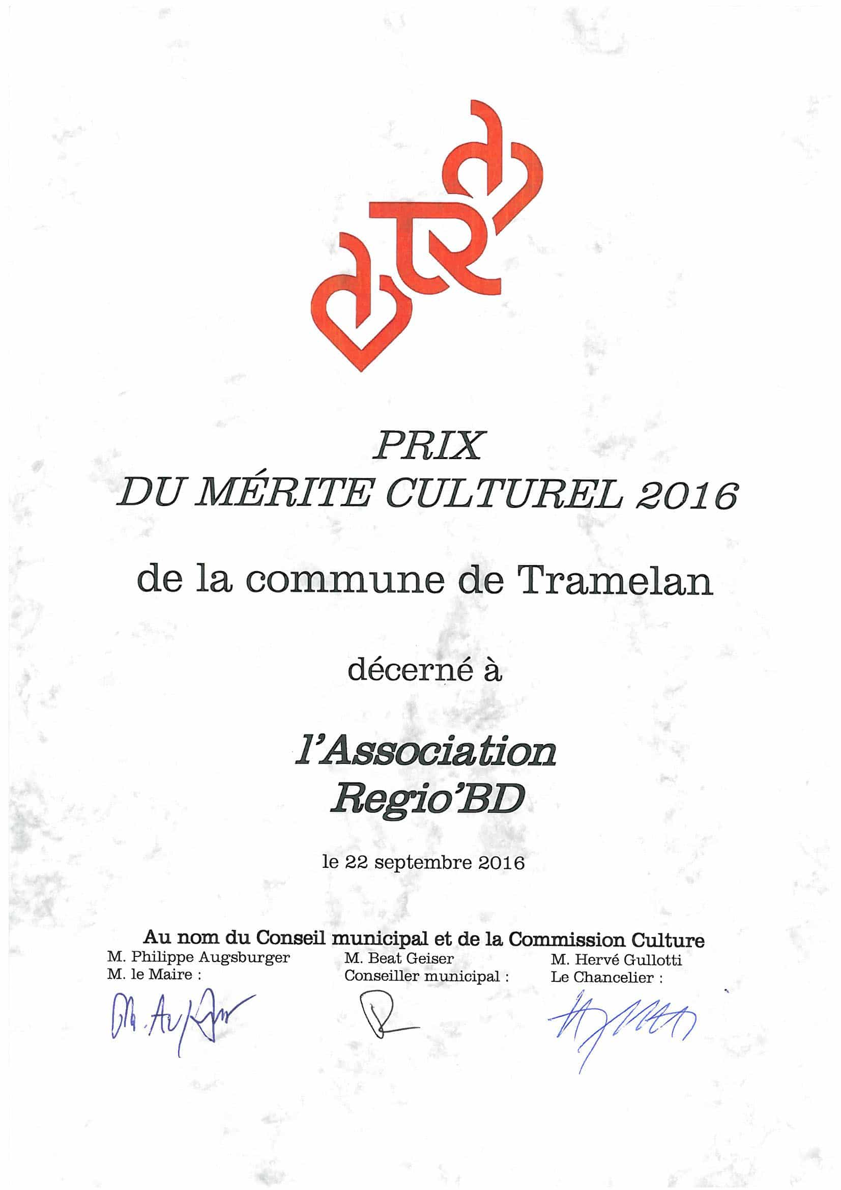 Prix du mérite culturel 2016 - Tramlabulle